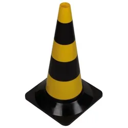 Perel Leitkegel zum Markieren, Absichern oder Absperren von Gefahrenzonen, Baustellen, Bereichen und Wegen, Schwarz/Gelb, 50 cm