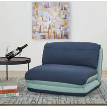 Mendler Schlafsessel HWC-E68, Schlafsofa Funktionssessel Klappsessel Relaxsessel, Stoff/Textil - hellblau/dunkelblau