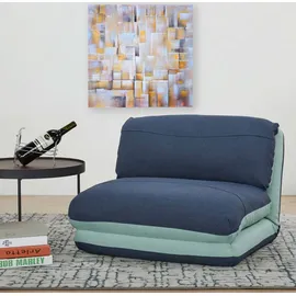 Mendler Schlafsessel HWC-E68, Schlafsofa Funktionssessel Klappsessel Relaxsessel, Stoff/Textil - hellblau/dunkelblau