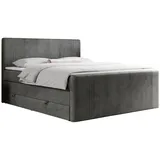 MKS Boxspringbett, KING DOREN 160/200 Dunkelgrau Velvet - H4