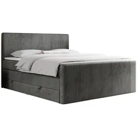 MKS Boxspringbett, KING DOREN 160/200 Dunkelgrau Velvet - H4
