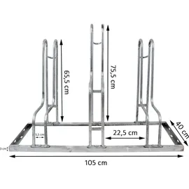 Trutzholm Fahrradständer für 6 Fahrräder höhenversetzt 210 x 75,5 cm Stahl feuerverzinkt grau