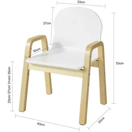 SoBuy Kinderstuhl KMB24-Wx2 höhenverstellbar Holz weiß/beige
