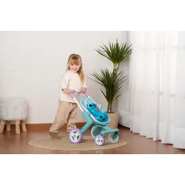 Smoby Stitch Puppenwagen inkl. 25 cm Stitch Plüschfigur – Ergonomischer Schiebegriff, frei drehende Vorderräder – Lauflernwagen für Kinder ab 18 Monaten