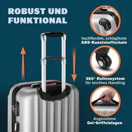 monzana Hartschalen-Trolley 4-Rollen XL 70 cm / 3,5 l silber