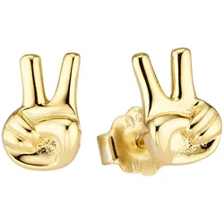 Paar Ohrstecker BRUNO BANANI "Schmuck Geschenk Silber Ohrring Peace-Design", gold (gelbgoldfarben), Ohrringe, Damen, Silber 925 (Sterlingsilber)