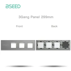 BSEED Glas-Vierfach für Schalter und Steckdosen Grau Dreipolig Öffnung Öffnung Öffnung
