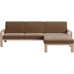 Ecksofa SIT & MORE "Kolding L-Form", braun (chocco), B:264cm H:91cm T:178cm, 100% Polyester, Sofas, Armlehnen aus Buchenholz in natur, verschiedene Bezüge und Farben