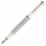 Pelikan Füllhalter Souverän 405, Silber-Weiß, Feder F (fein), hochwertiger Kolbenfüller im Geschenk-Etui, 815512