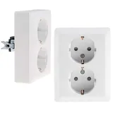 ChiliTec MILOS Schutzkontakt-Steckdose 2-fach 250V/ 16A, 1x UP, Weiß