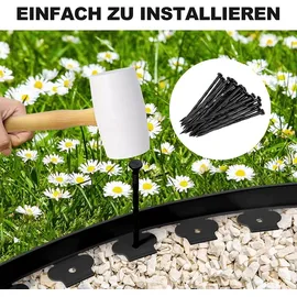 Woltu Flexible Rasenkante Kunststoff mit 30 Erdanker, Garten Beeteinfassung Länge 10 m, Höhe 5 cm, Rasenbegrenzung Wurzelsperre System Schwarz