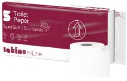 Satino HiLine Toilettenpapier Kamille, 3-lagig, hochweiß, MT1 081500 , 1 Packung = 8 Rollen à 150 Blatt