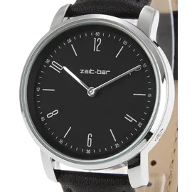 ZEIT-BAR Funk-Armbanduhr Damen, Metallgehäuse, Leder-Uhrband