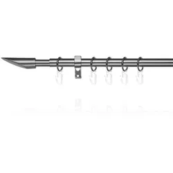 Gardinenstange LICHTBLICK ORIGINAL "Gardinenstange Lipstick, 20 mm, ausziehbar, 1 läufig 130 - 240 cm", silber (edelstahlfarben), L:130cm Ø:20mm, Metall, Gardinenstangen, Einläufige Vorhangstange mit Ringen für Gardinen und Stores.