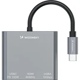 wozinsky WHCH-01 USB C Hub 100W HDMI 4K grau