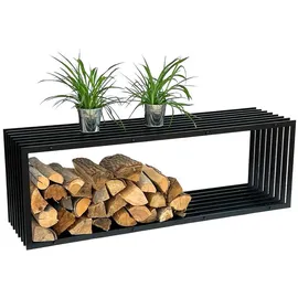 DanDiBo Ambiente DanDiBo Kaminholzregal Innen Metall Schwarz Kaminholzständer 96430 150 cm Holzkorb Kaminholzhalter Brennholzregal