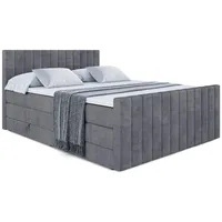 Altdecor Boxspringbett Dunkelgrau, Höhe ca. 20 cm, 140x200 cm,