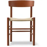 Fredericia J39 Mogensen Stuhl, buche heritage red / sitz schnurgeflecht natur