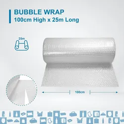 Luftpolsterfolienrolle 100 cm x 25 m - Qualitäts-Luftpolsterfolie für Verpackung und Schutz