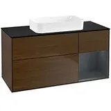 Villeroy & Boch Finion Waschtischunterschrank G712HGGN 120x60,3x50,1cm, Regal rechts Midnight Blue Matt Lacquer, Walnut veneer