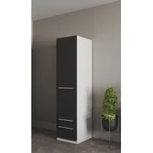 Priess Kleiderschrank PRIESS "Schrank Garderobe Wäscheschrank Barcelona in 5 Breiten", schwarz (schwarz, weiß), B:48cm H:193cm T:54cm, Holzwerkstoff, Schränke, Kleiderschrank, viel Stauraum, geräumige Schubkästen, mit Spiegel, MADE IN GERMANY