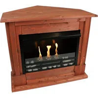 Gelkamin Ethanolkamin Kaminofen Eckkamin Rafael inkl. Zubehör Set + Sicherheitsglas - Kirschbaum - Braun