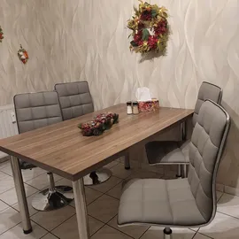 Mendler 2er-Set Esszimmerstuhl HWC-C41, Stuhl Küchenstuhl, höhenverstellbar drehbar, Kunstleder FSC®-zertifiziert ~ rot