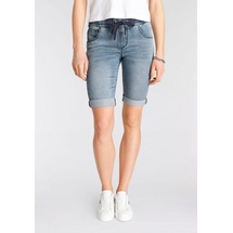 Arizona Jogg-Jeansbermudas hohe Leibhöhe, krempelbare Beinabschlüsse, Used-Look blau 34