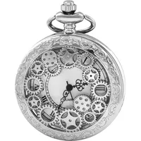 Tiong Gears Taschenuhr Vintage Hohl Steampunk Taschenuhr mit Kette für Herren