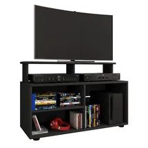 VCM Balansia TV-Lowboard 90 x 36 x 59 cm Schwarz Glas/Holz/Holzwerkstoff
