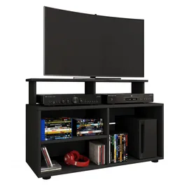 VCM Balansia TV-Lowboard 90 x 36 x 59 cm Schwarz Glas/Holz/Holzwerkstoff