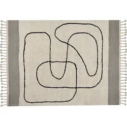Teppich DOKUZ Beige 160 x 230 cm Baumwolle