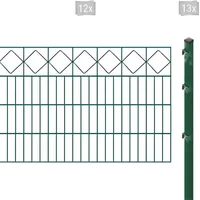 Arvotec Doppelstabmattenzaun ESSENTIAL 80 zum Einbetonieren "Karo" mit Zierleiste, (Set, 25-St), Zaunhöhe 80 cm, Zaunlänge 2 - 60 m grün 24 m x 80 cm