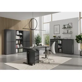 Germania Schreibtisch GERMANIA "Lemont", grau (graphit, schwarz, graphit), B:120cm H:68cm T:80cm, Tische, Schreibtisch, Mechanisch höhenverstellbarer Schreibtisch