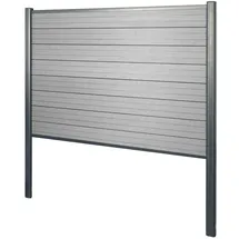 Mendler WPC-Sichtschutz Sarthe, Zaun Windschutz, Alu-Pfosten zum Einbetonieren ~ Basiselement, 190cm grau