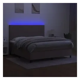 vidaXL Boxspringbett mit Matratze & LED Taupe 160x200 cm Stoff