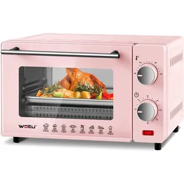 Woltu Minibackofen 10 Liter, 650 Watt Toasterofen, Kleiner elektrischer Backofen, 100-230 °C, 60 Min, Ober- und Unterhitze, mit Backblech Grillrost Entnahmegriff, Rosa