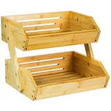 ADEL DREAM AdelDream Bambus-Obstkorb 2-stöckiger Servierkorb Obstschale und Snack-Ausstellungsständer perfekt für Obst Gemüse Snacks Haushaltswaren und mehr Bambus (zweischichtiger Obstkorb)