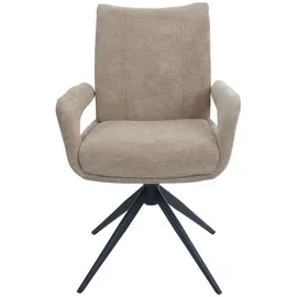 Mendler 6er-Set Esszimmerstuhl HWC-O78, Küchenstuhl, drehbar Auto-Return, Stoff/Textil Chenille (310g/m2) Öko-Tex ~ hellbraun