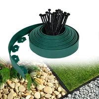 LZQ Rasenkante Kunststoff Flexibel Beetumrandungen mit 30 Befestigungsnägel für Gärten, Gras-und Steintrennung, 10m lang, Grün
