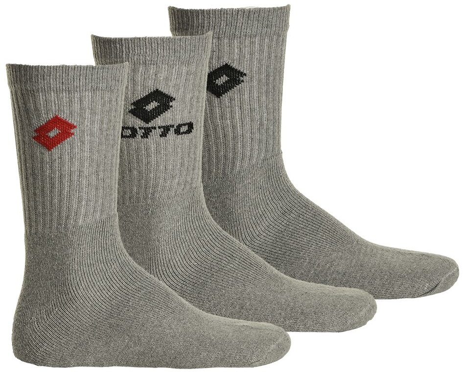 LOTTO 3 Paar Tennis Socken Unisex, Frottee-Sportsocken, Einfarbig Grau 35-38 (3-5 UK)
