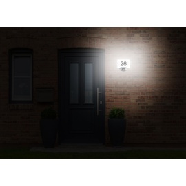 REV Ritter REV LED Außenwandleuchte Hausnummer 12 W, Bewegungsmelder, weiß