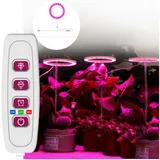 MUPOO Pflanzenlampe LED Pflanzenlampe, Timer Pflanzenlicht, 20-80 LEDs Pflanzenleuchte, USB, 1 Ringe, LED fest integriert rosa