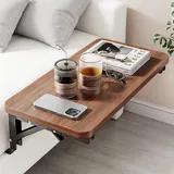 Klappbarer Nachttisch zum Einhängen ans Bett, Bettablage zum Einhängen aus Holz, Nachtkästchen Schwebend Betttablett, Studentenwohnheim Essentials 30x20cm (Walnussfarbe)