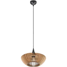 Trio Colino 1-flg. Ø40cm rund Holz natur, Metall schwarz matt