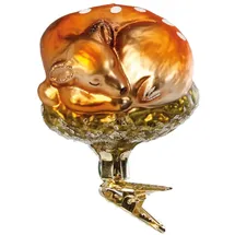 Inge-Glas® Christbaumschmuck Schlafendes Rehkitz 6,5cm (1-tlg), mundgeblasen, handbemalt