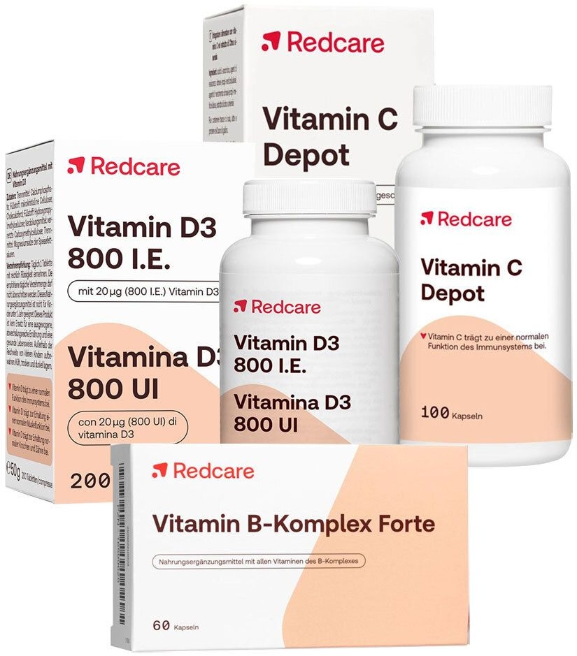 Redcare Vitamin B-Komplex Forte + Vitamin D3 800 I.e. + Redcare Vitamin C Depot