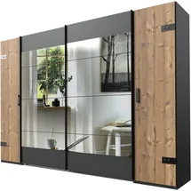 WIMEX Schwebetürenschrank WIMEX "Stockholm, Schlafzimmerschrank mit Industrial-Look, rustikale Optik", grau (graphitfarben, edeltannenfarben), B:225cm H:210cm T:65cm, Holzwerkstoff, Schränke, Schwebetürenschrank, Kleiderschrank mit Spiegel BESTSELLER Schrank