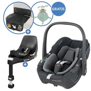 Maxi-Cosi Babyschale Pebble 360 i-Size - Essential Graphite, Baby Autositz ab Geburt - 15 Monate (40 cm - 83 cm) inkl. Isofix-Basis grau