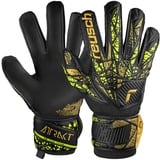 Reusch Attrakt Infinity Finger Support Torwarthandschuhe für Erwachsene optimal für Kunstrasen, schwarz-Gold-gelb